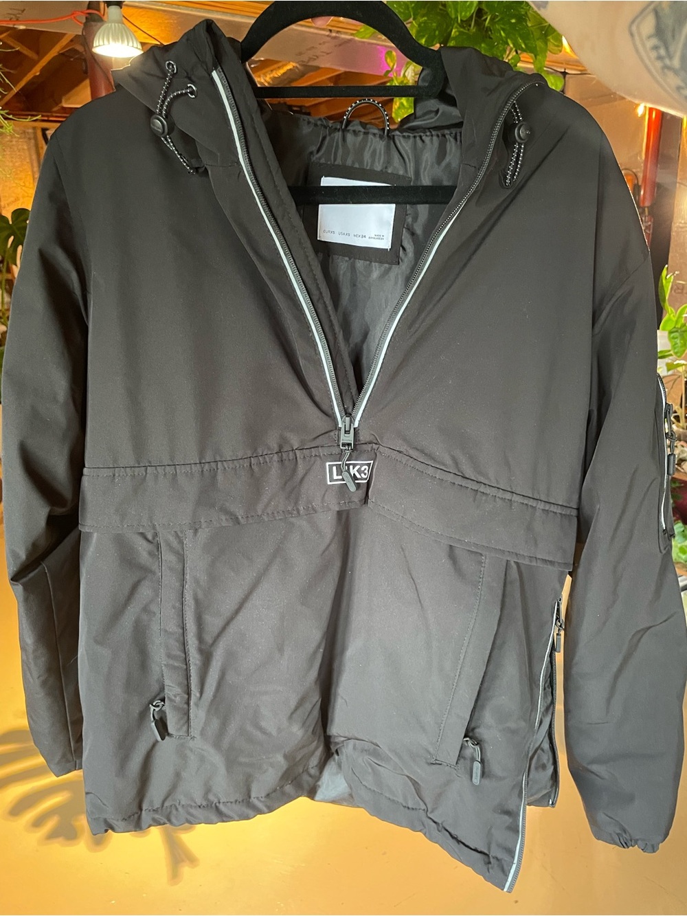 Bershka Black Hooded Ski Anorak Jacket